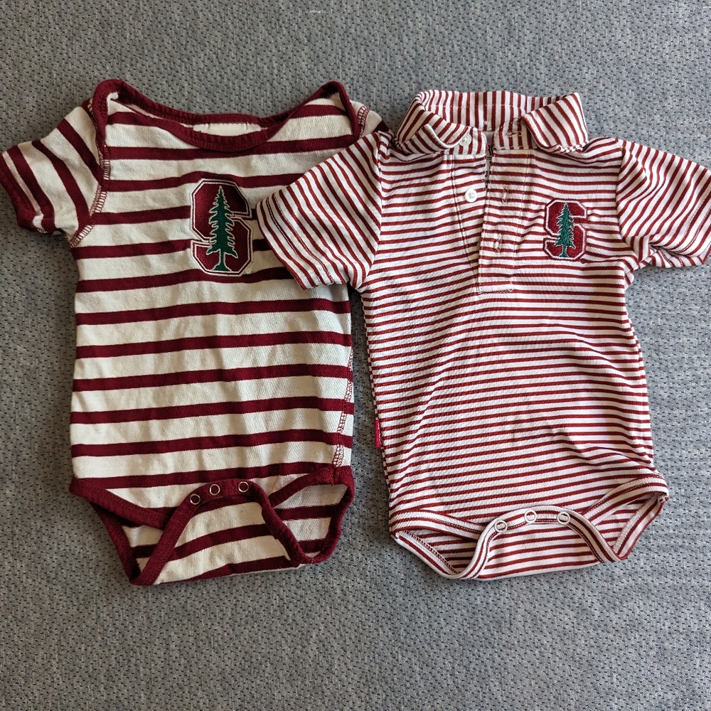 3/$30 Lot of 2 Stanford onesies (0-3 month and 3-6 months)